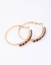 Gold Round Diamante Medium Hoop Earrings - link has visual effect only