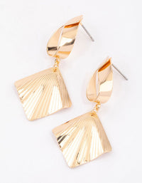 Gold Wrapped Square Fan Drop Earrings - link has visual effect only