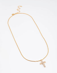 Waterproof Gold Plated Stainless Steel Cubic Zirconia Cross Necklace - link has visual effect only