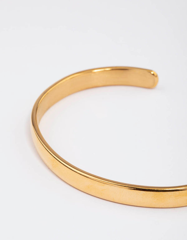 Waterproof Gold Plated Stainless Steel Classic Plain Wrist Cuff