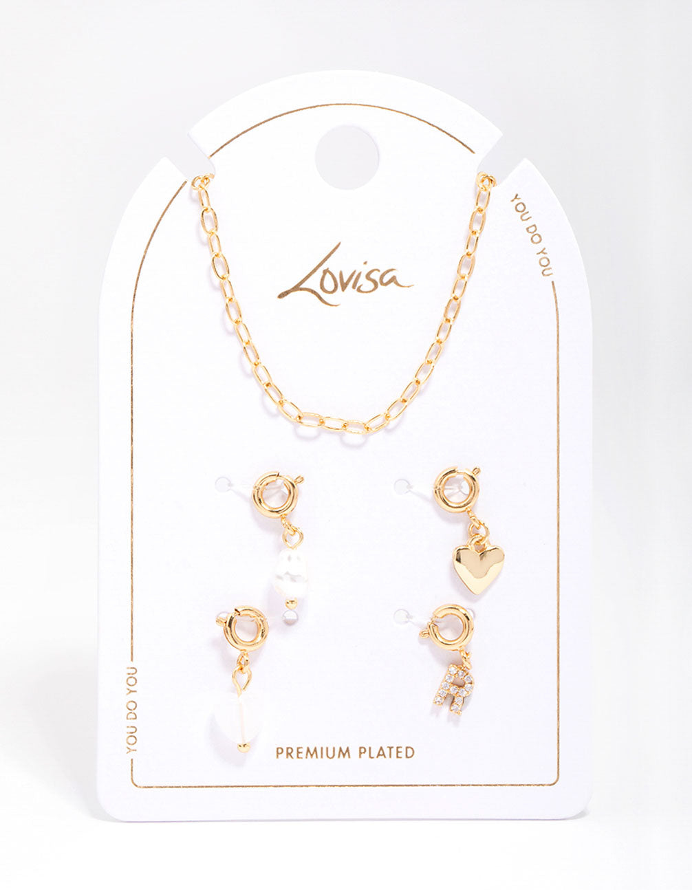 Letter 'R' Gold Plated Initial Customisable Charm Necklace