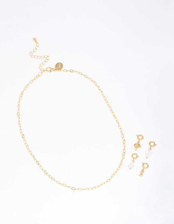 Letter 'E' Gold Plated Initial Customisable Charm Necklace