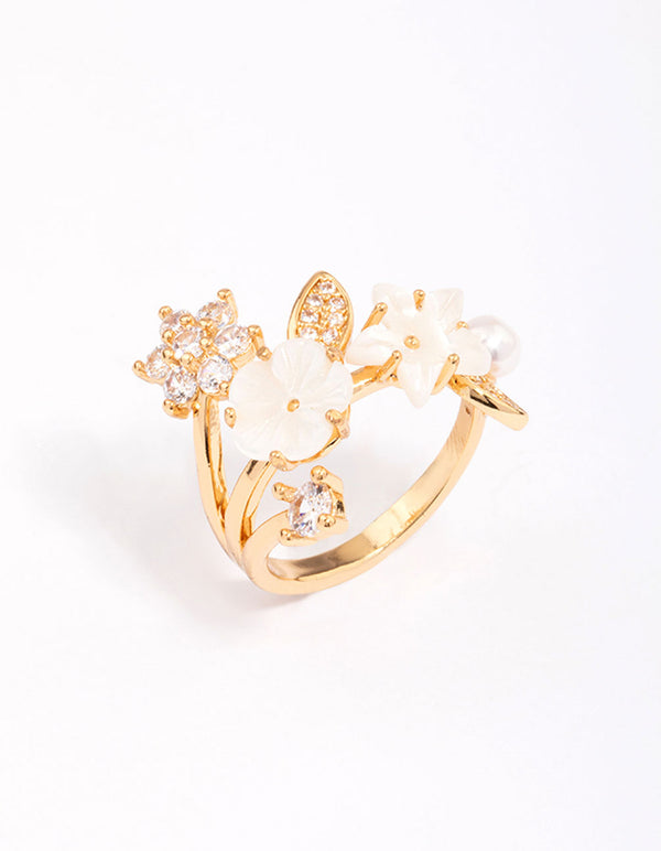 Gold Plated Floral Bouquet Ring