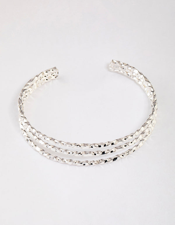 Silver Twisted Triple Row Cuff