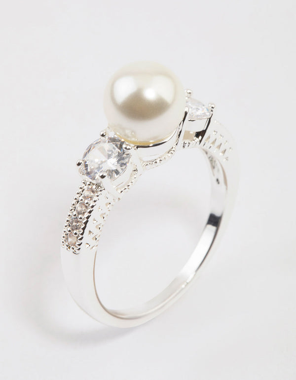 Silver Plated Enchanting Pearl Ring