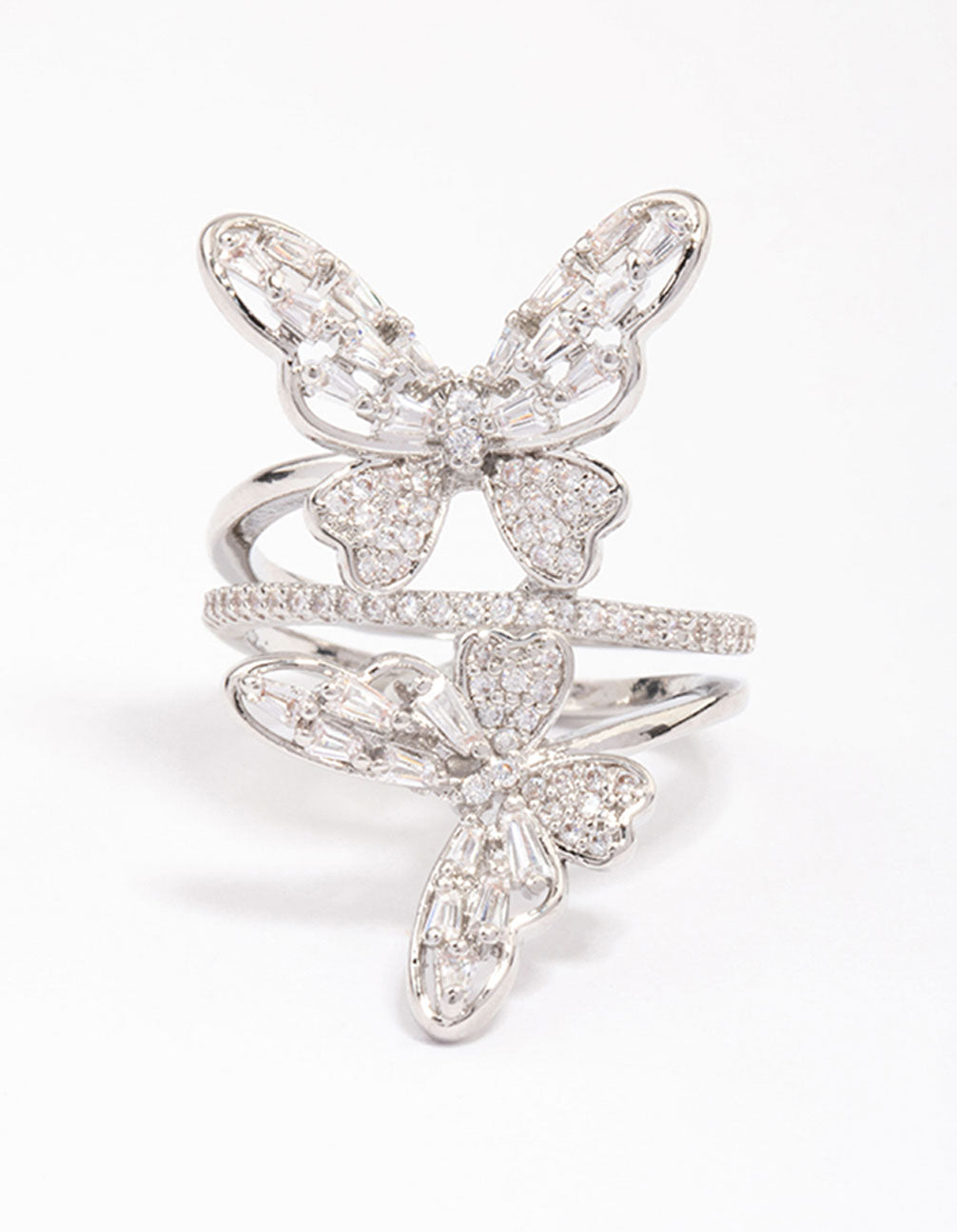 Silver Double Butterfly Ring