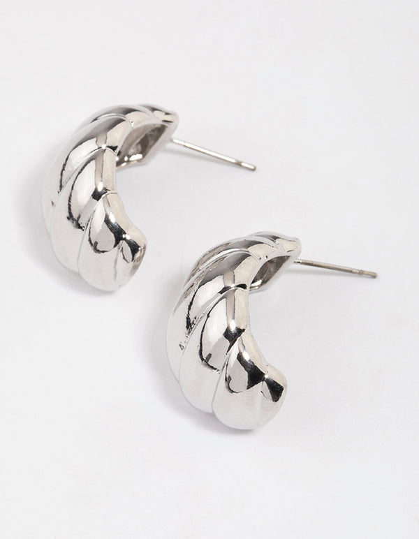 Silver Croissant Mini Hoop Earrings