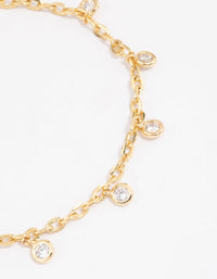 Gold Plated Cubic Zirconia Station Classic Bracelet - link has visual effect only