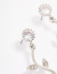 Silver Cubic Zirconia Floral Teardrop Earrings - link has visual effect only