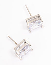 Silver Cubic Zirconia Square Statement Stud Earrings - link has visual effect only