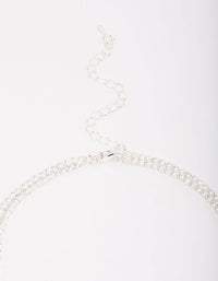 Silver Cubic Zirconia Double Layer Pear Stone Necklace - link has visual effect only
