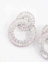 Silver Cubic Zirconia Double Circle Diamante Drop Earrings - link has visual effect only