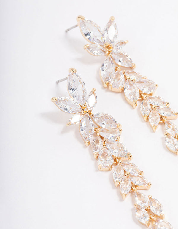 Gold Graduating Cubic Zirconia Drop Earrings