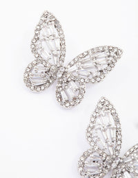 Silver Flutter Butterfly Cubic Zirconia Stud Earrings - link has visual effect only