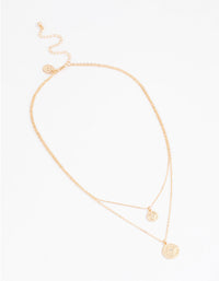 Gold Double Row Circle Boho Pendant Necklace - link has visual effect only