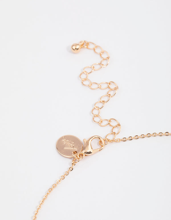 Gold Diamante Evil Eye Pendant Necklace