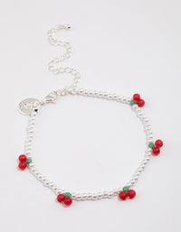 Beaded Cherry Pendant Stretch Bracelet - link has visual effect only