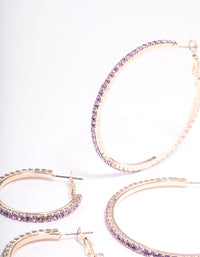 Rose Gold Mixed Size Diamante Hoop Earrings - link has visual effect only
