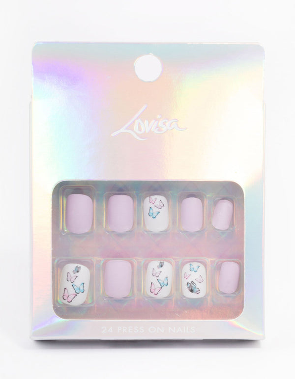 Tweens Lilac & Butterfly Press On Nails