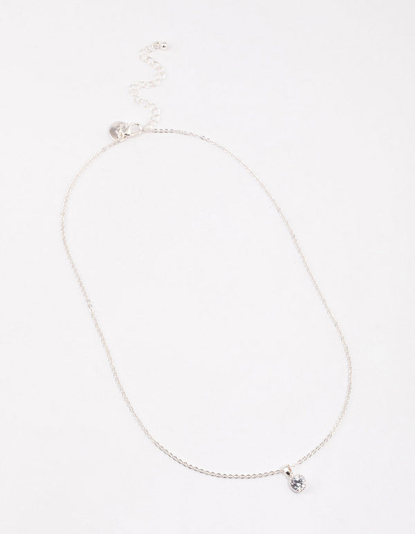 Silver Encased Diamante Drop Necklace & Polishing Set