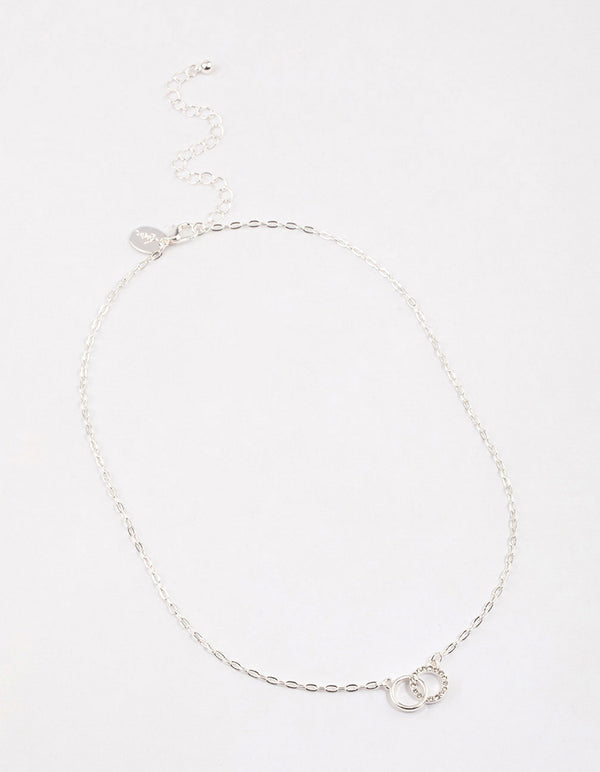 Silver Linked Circle Diamante Necklace & Polishing Set