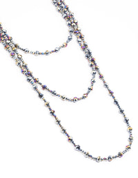 Gunmetal Triple Row Beaded & Facet Layered Necklace - link has visual effect only