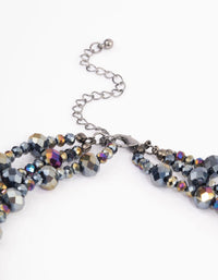 Gunmetal Triple Row Beaded & Facet Layered Necklace - link has visual effect only