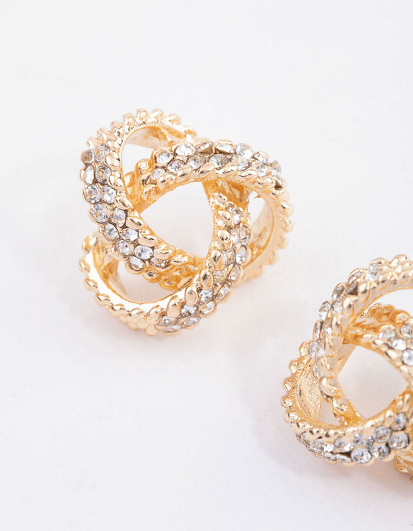 Gold Multi Diamante Stud Earrings