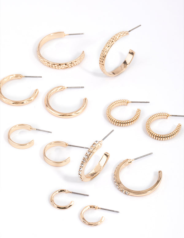 Gold Multi Hoop Earrings 6-Pack