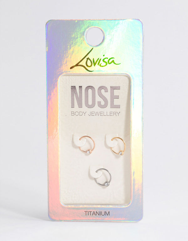 Titanium Nose Ring Pack