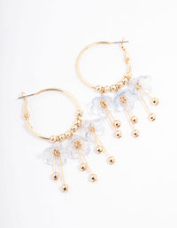 Blue Frosted Petal Ball Hoop Earrings - link has visual effect only