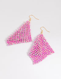 Pink Diamante Chainmail Drop Earrings - link has visual effect only