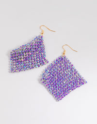 Purple Diamante Chainmail Drop Earrings - link has visual effect only
