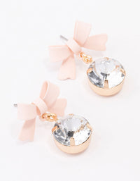 Blush Layered Diamante Bow Drop Earrings - link has visual effect only