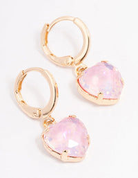 Pink Diamante Heart Huggie Earrings - link has visual effect only