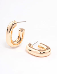Gold Chubby Oval Hoop Earrings - link has visual effect only