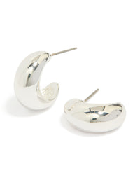 Silver Chubby Teardrop Huggie Earrings - link has visual effect only