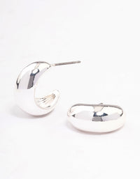 Silver Chubby Teardrop Huggie Earrings - link has visual effect only