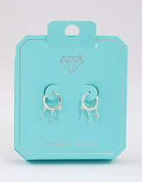 Sterling Silver Trio Star Huggie Earrings - link has visual effect only