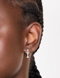 Sterling Silver Trio Marquise Huggie Pear Earrings - link has visual effect only