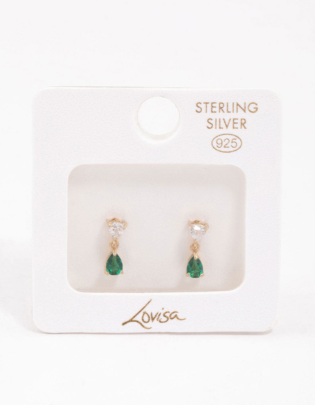 Gold Plated Sterling Silver Cubic Zirconia Pear Drop Earrings