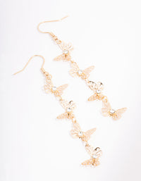 Gold Outline Butterfly Drop Earrings - link has visual effect only