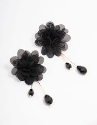 Black Layered Flower Drop Earrings - link has visual effect only