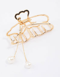 Gold Butterfly & Pearl Hair Claw Clip - link has visual effect only