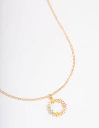 Gold Diamante Flower Circle Short Necklace - link has visual effect only