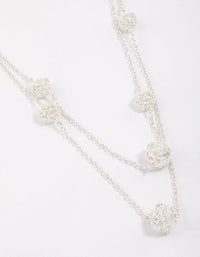 Rhodium Decorative Diamante Long Necklace - link has visual effect only