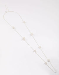 Rhodium Decorative Diamante Long Necklace - link has visual effect only