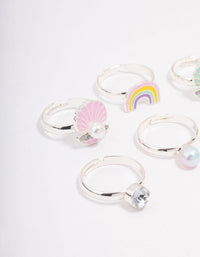 Kids Silver Shell Ring 6-Pack - link has visual effect only