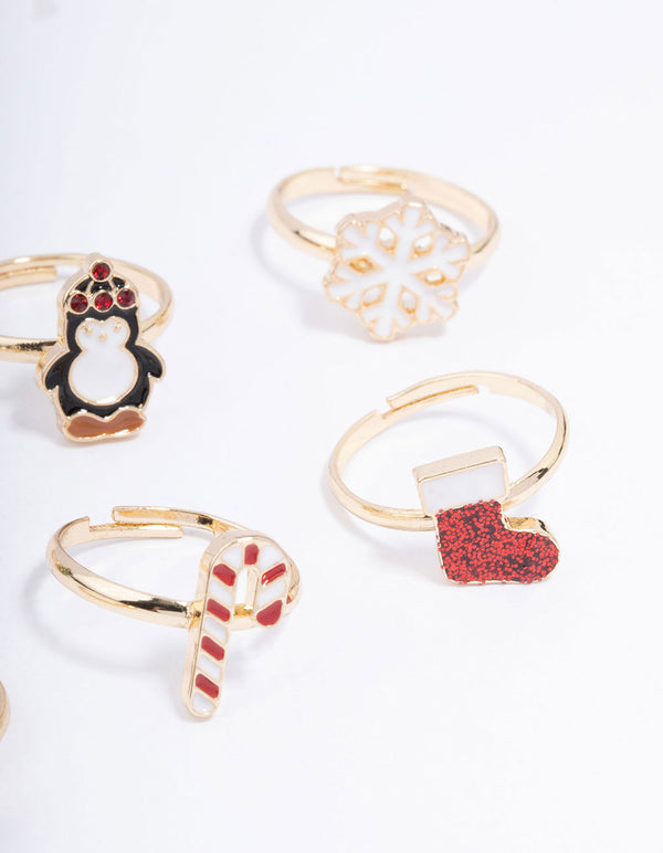 Kids Christmas Motif Ring 6-Pack