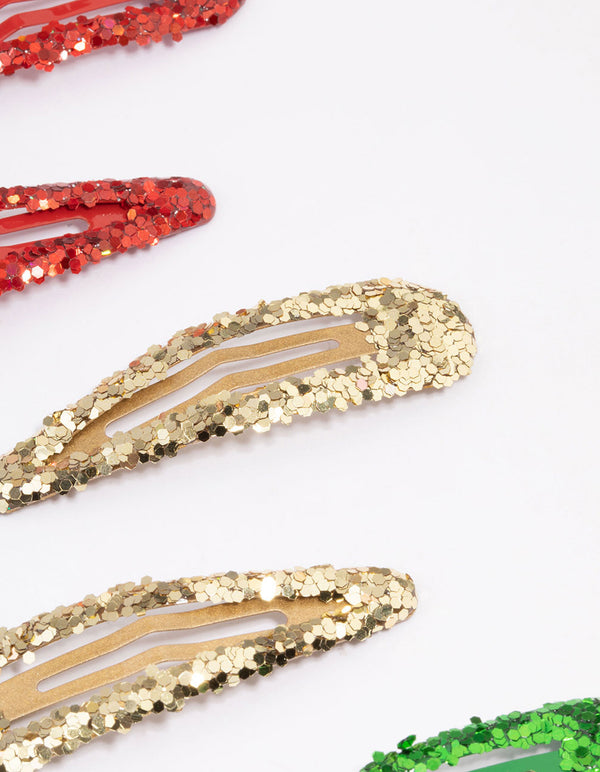 Kids Christmas Glitter Hair Snaps 6-Pack